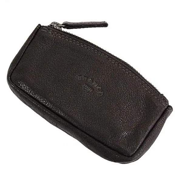 černá kožená klíčenka na zip