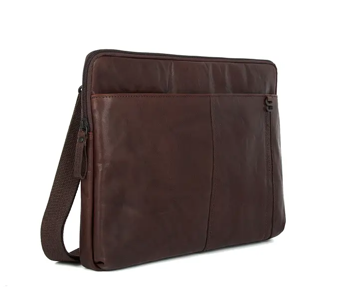 Hnědá kožená taška na notebook 38105001