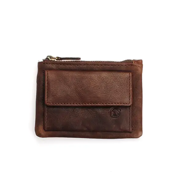 Tmavě hnědá kožená klíčenka Divoký býk