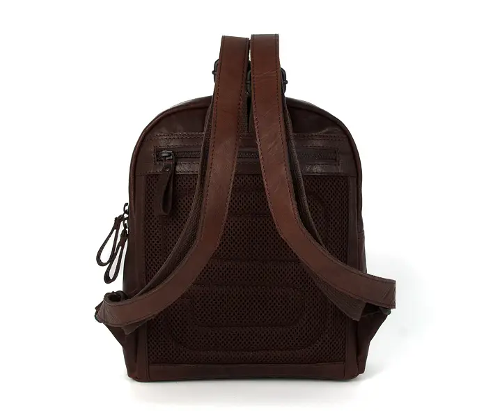 Tmavě hnědý malý městský kožený batoh SPIKES & SPARROW