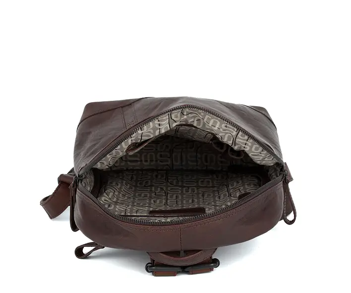 Tmavě hnědý malý městský kožený batoh SPIKES & SPARROW