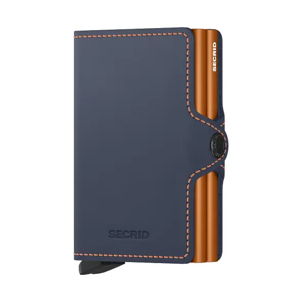 Kožená minipeněženka SECRID Twinwallet Matte Night Blue & Orange
