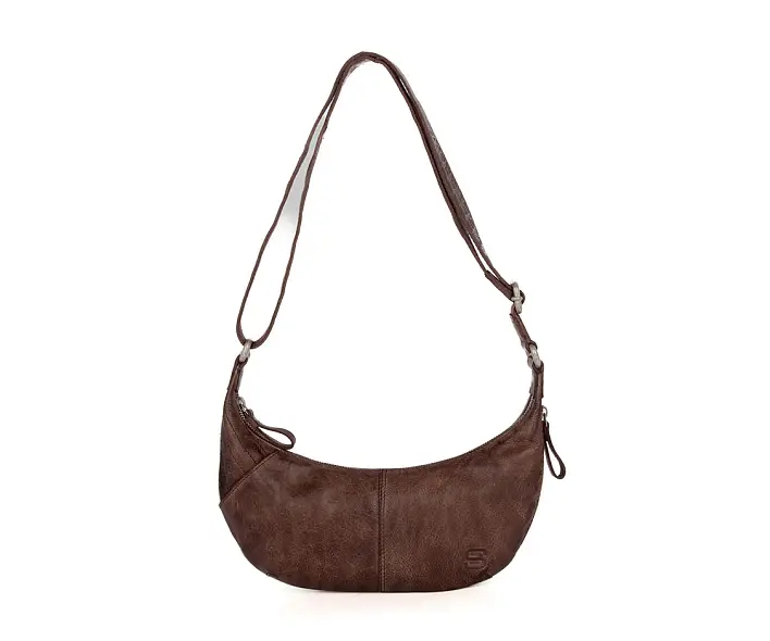 Tmavě hnědá kožená kabelka 48711247