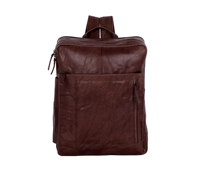 Tmavě hnědý cestovní kožený batoh 50167001