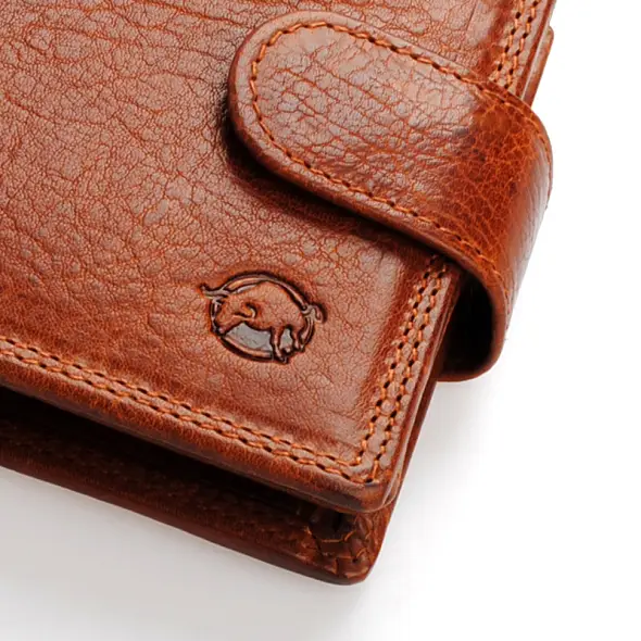 Velká cognac pánská kožená peněženka se zápinkou DIVOKY BYK