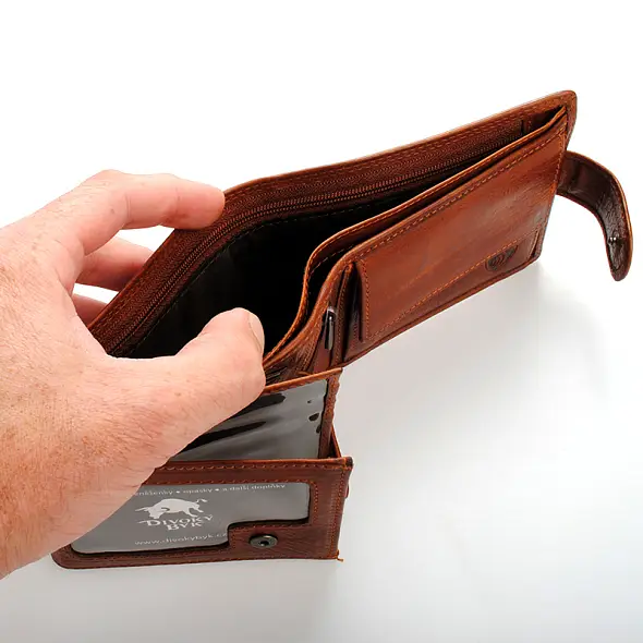 Velká cognac pánská kožená peněženka se zápinkou DIVOKY BYK
