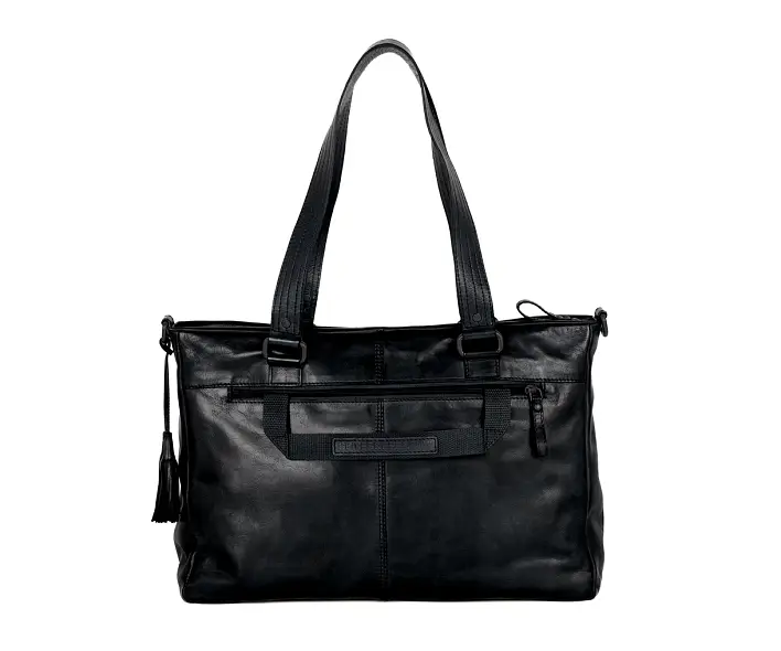 Praktická černá kožená taška na laptop SPIKES & SPARROW 