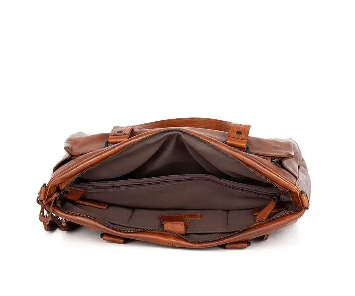 Praktická černá kožená taška na laptop SPIKES & SPARROW 