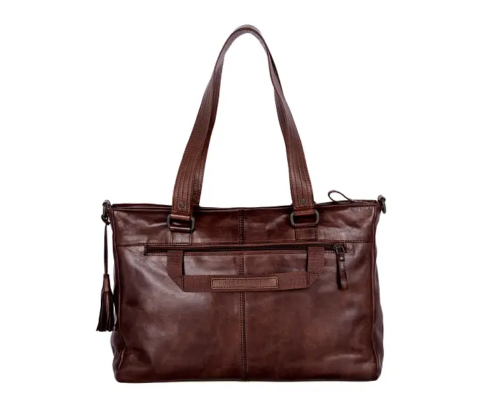 Praktická hnědá kožená taška na laptop SPIKES & SPARROW 