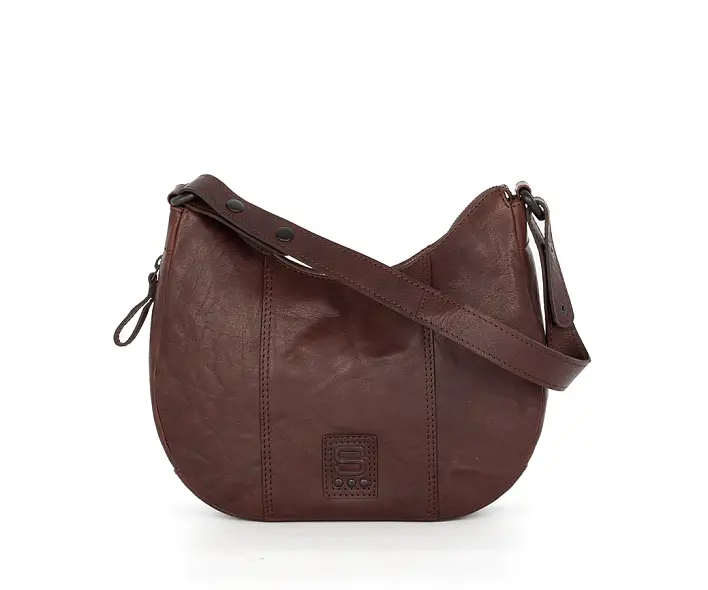 Tmavě hnědá kožená kabelka 40117101