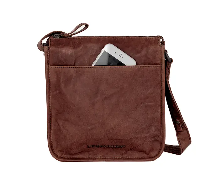 Tmavě hnědé kožene crossbody 60111001