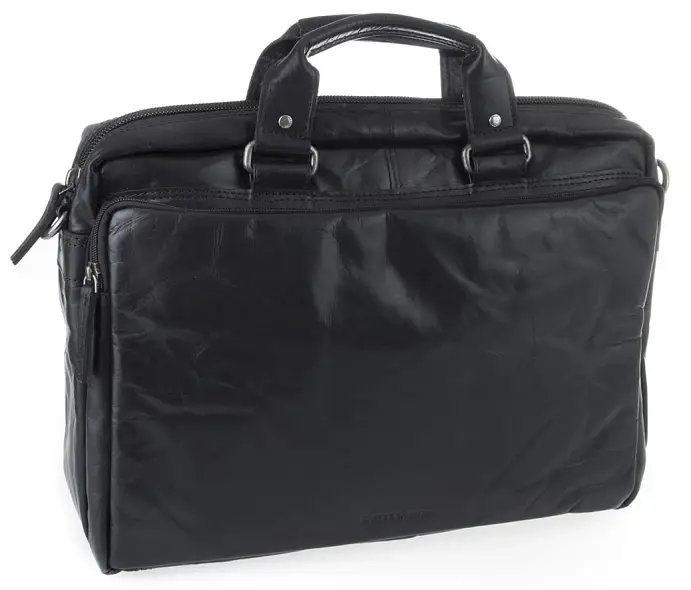 Černá kožená aktovka, brašna