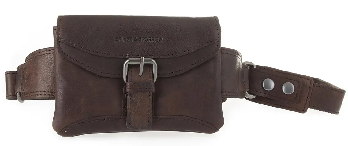 Tmavě hnědá unisex kožená ledvinka SPIKES & SPARRO