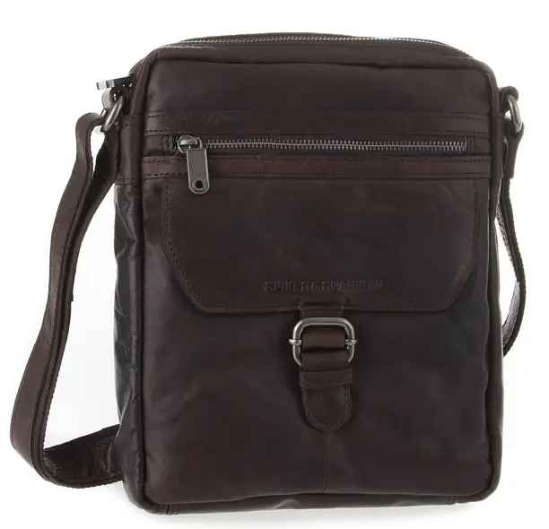 Tmavě hnědá kožená brašna