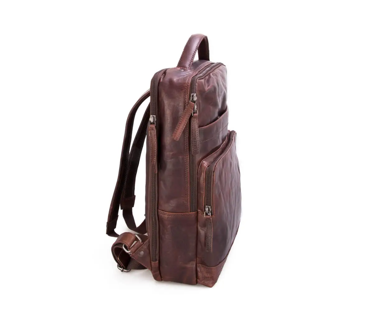 Kožený tmavě hnědý batoh SPIKES & SPARROW