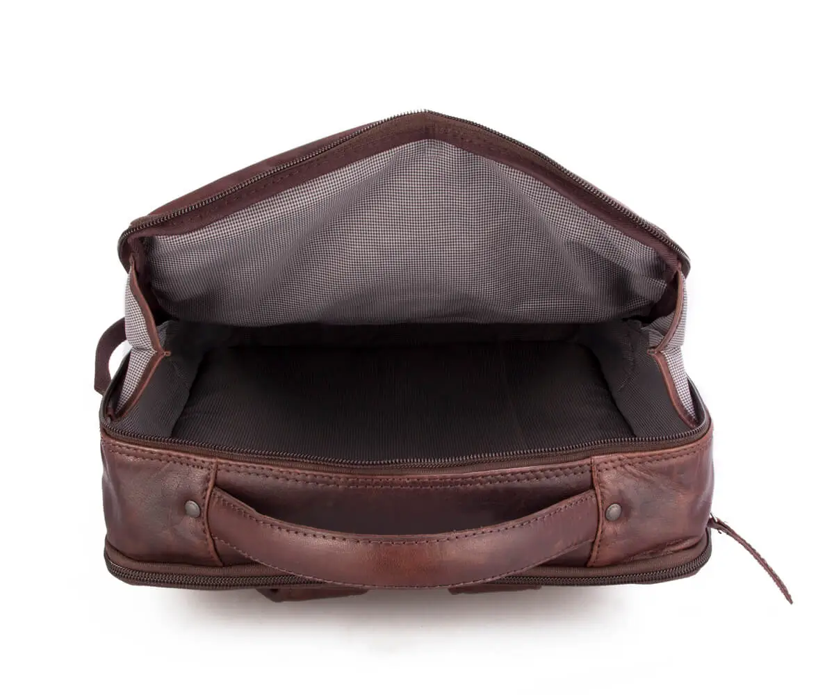 Kožený tmavě hnědý batoh SPIKES & SPARROW