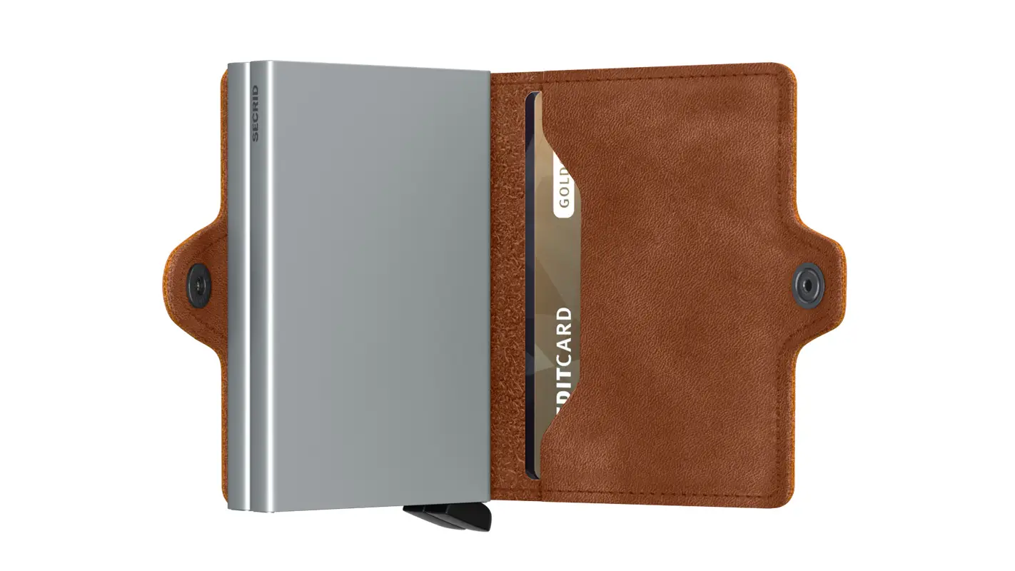 Hnědá kožená minipeněženka SECRID Twinwallet vintage TV-Cognac&Silver SECRID