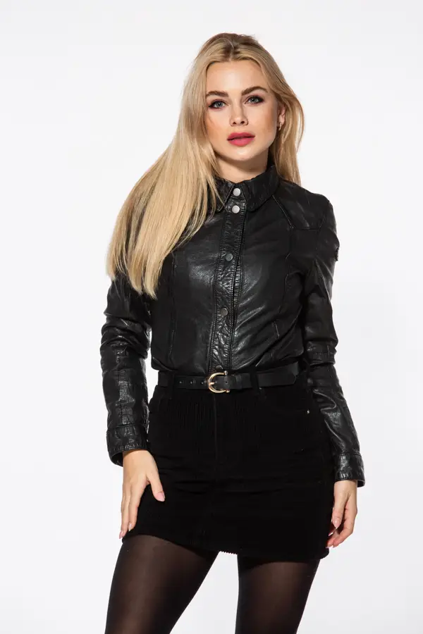 Dámská černá kožená košile GGshirt