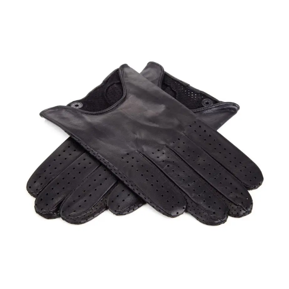 Kožené černé rukavice na řízení