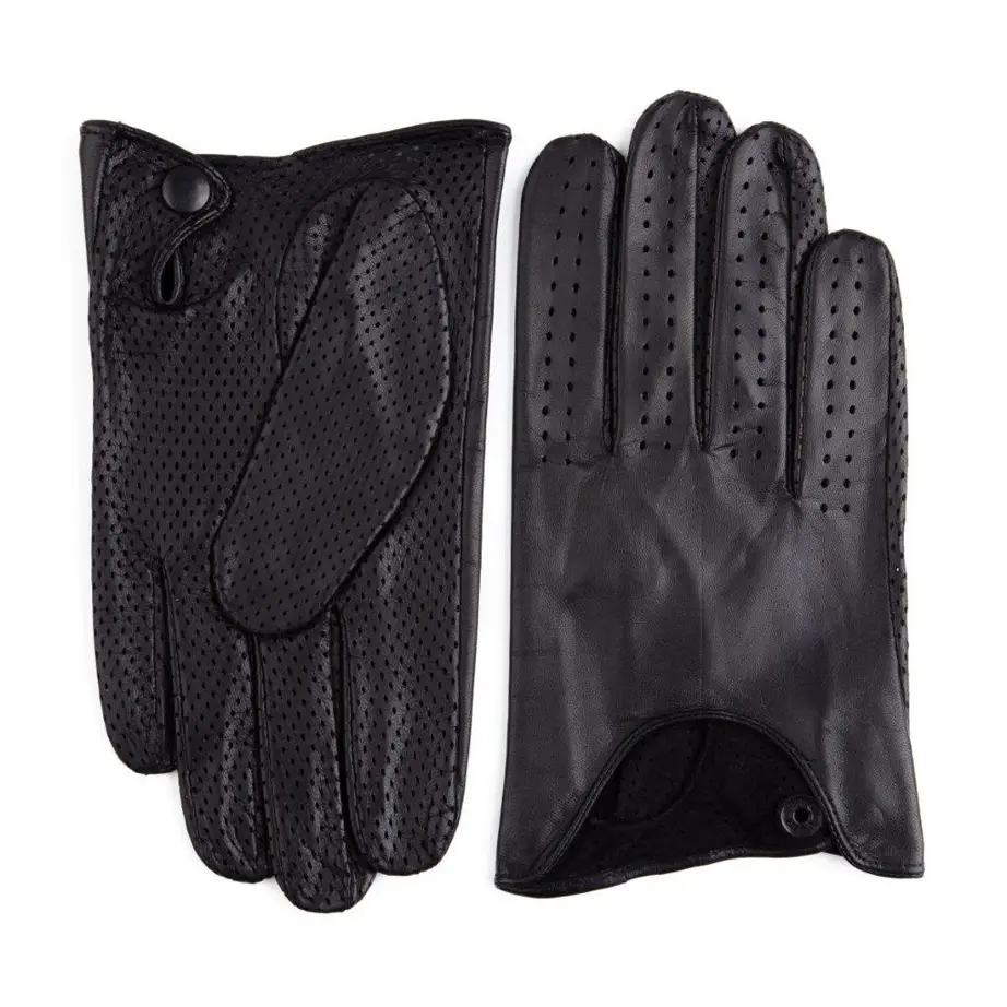 Pánské černé kožené rukavice pro řidiče