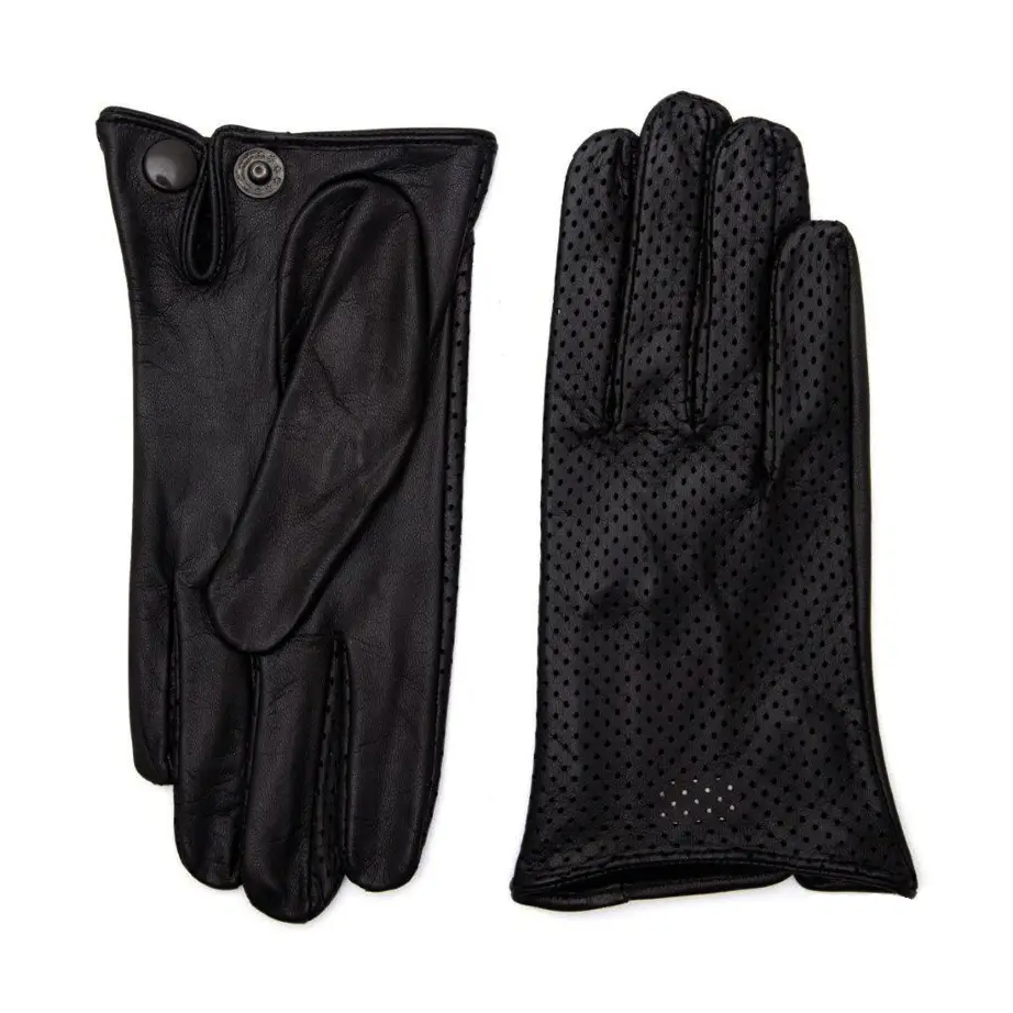 Krátké dámské perforované černé rukavice
