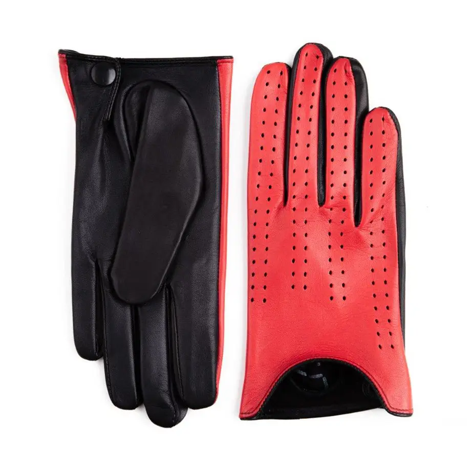 Krátké dámské perforované červené rukavice
