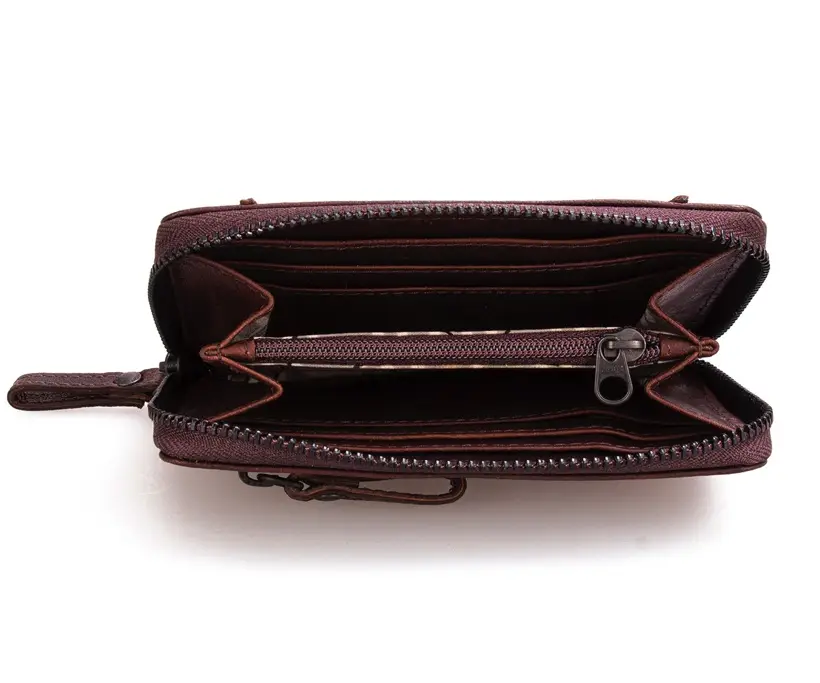 Černá kožená peněženka na zip SPIKES & SPARROW