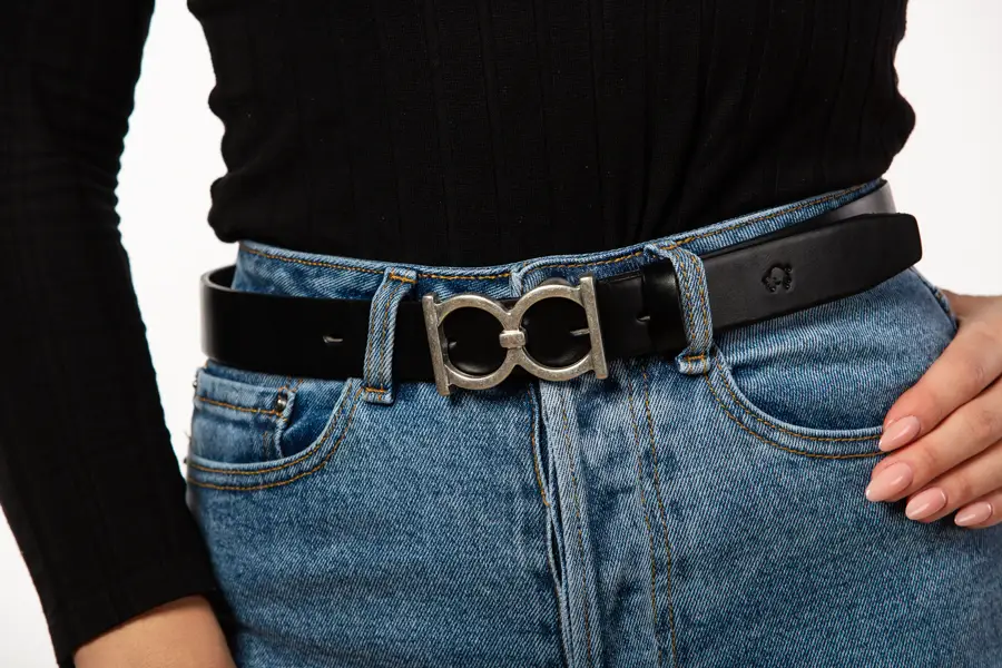 Dámský kožený černý opasek 30mm