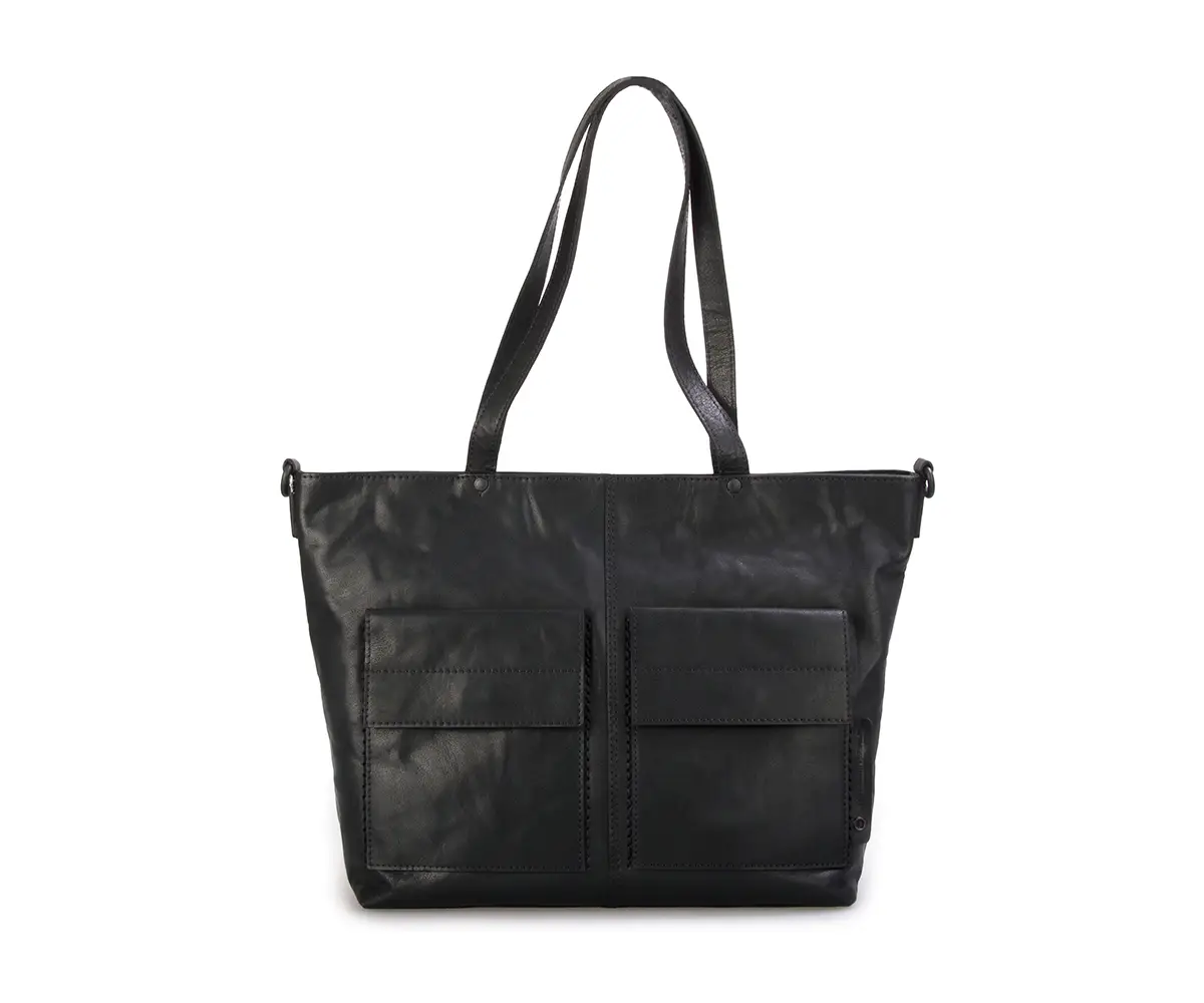 černá kožená kabelka Spikes and sparrow 9226000