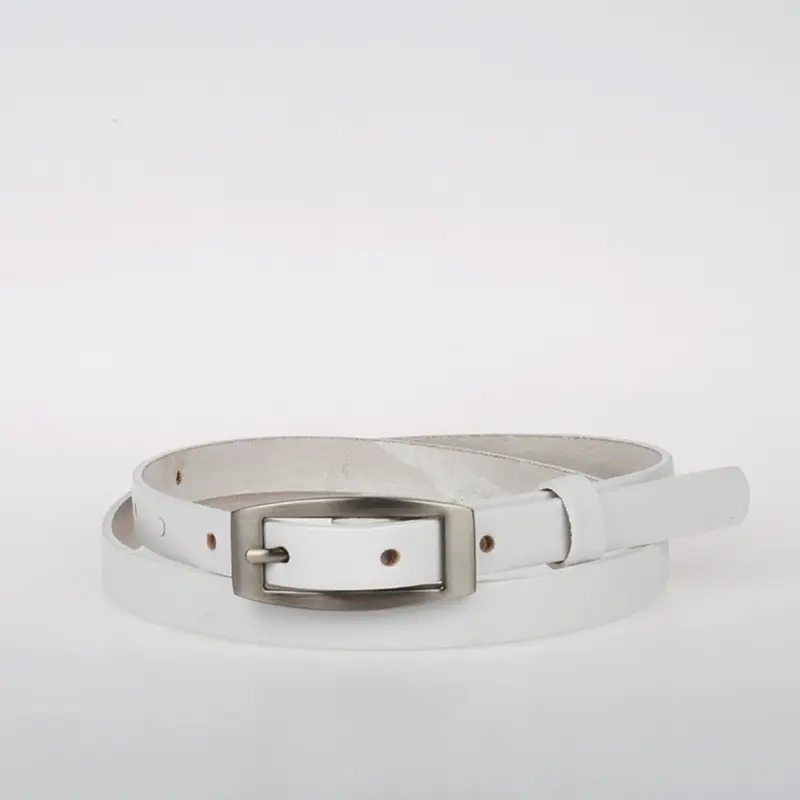 Dámský kožený bilý opasek 15mm 