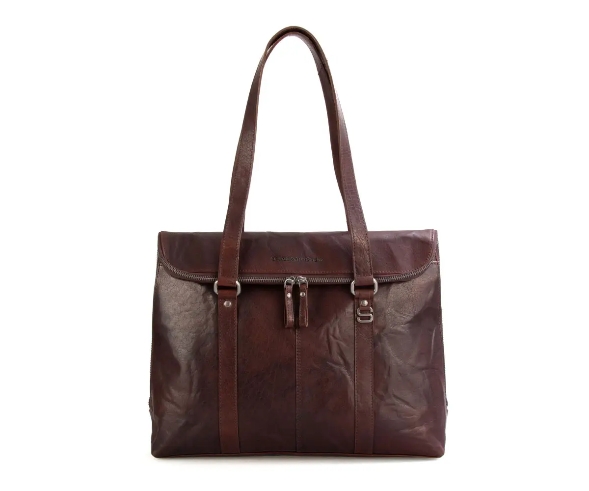 Hnědá kožená kabelka na laptop SPIKES & SPARROW A1