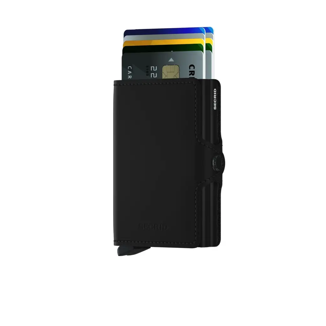 Kožená černá minipeněženka SECRID Twinwallet Matte Black