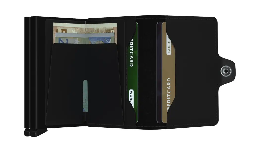 Kožená černá minipeněženka SECRID Twinwallet Matte Black