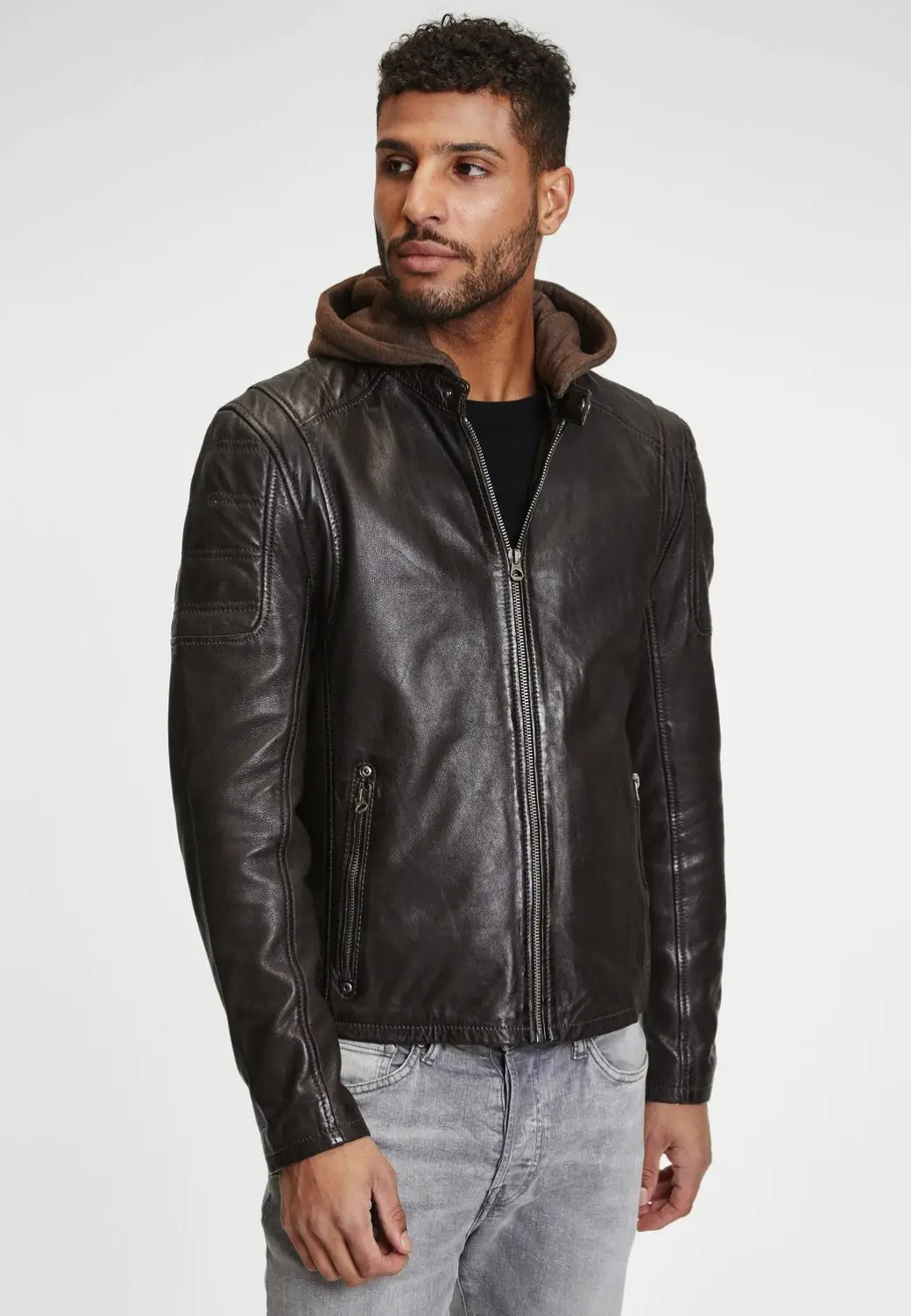 hnědá kožená pánská bunda