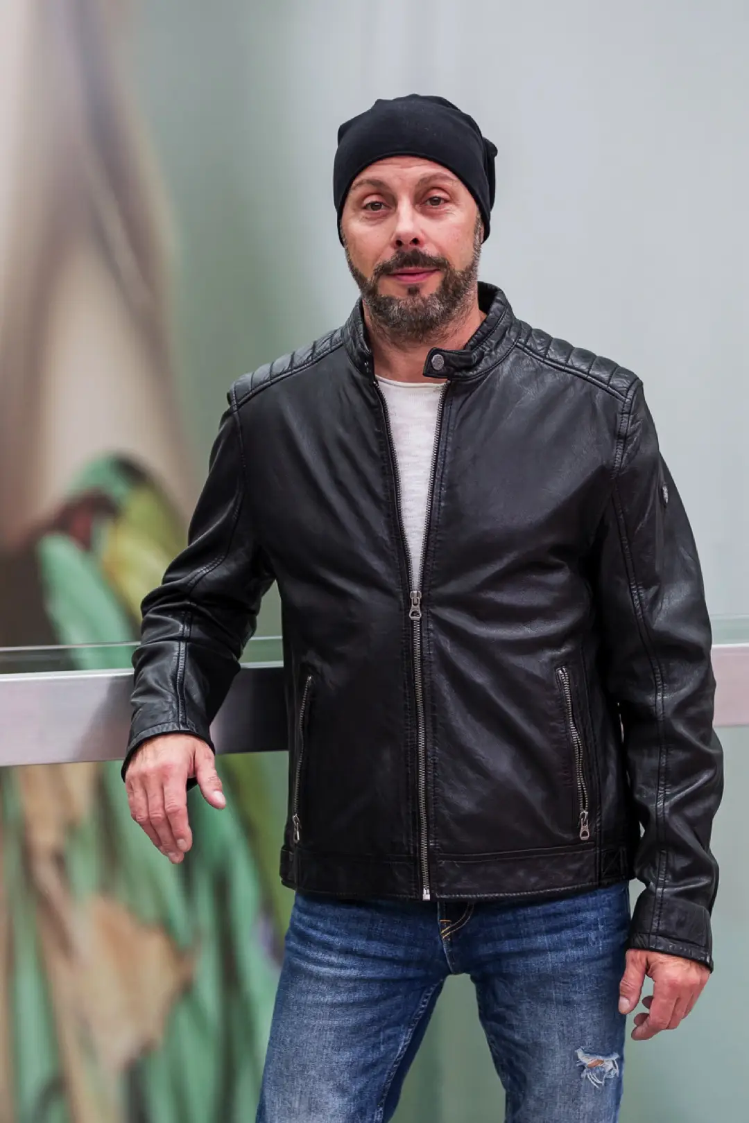 Pánská černá kožená bunda