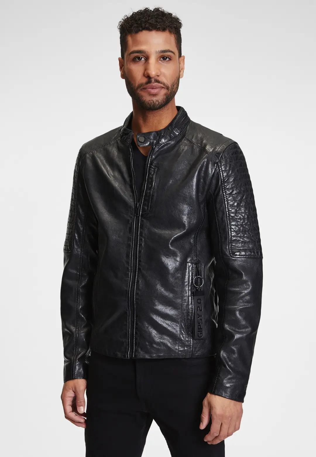 Kožená panská černá bunda