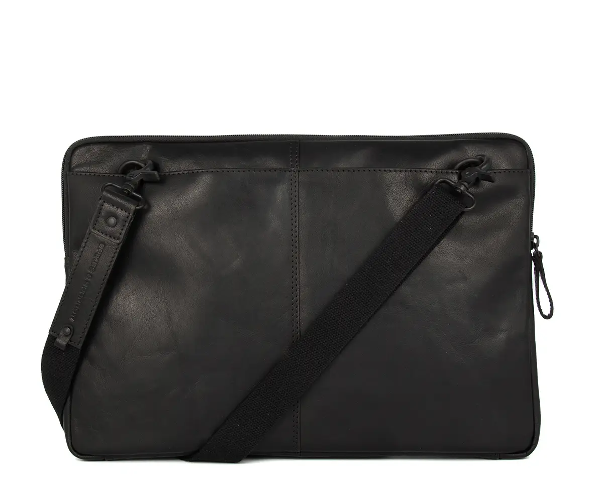 Černá kožená taška na laptop SPIKES & SPARROW
