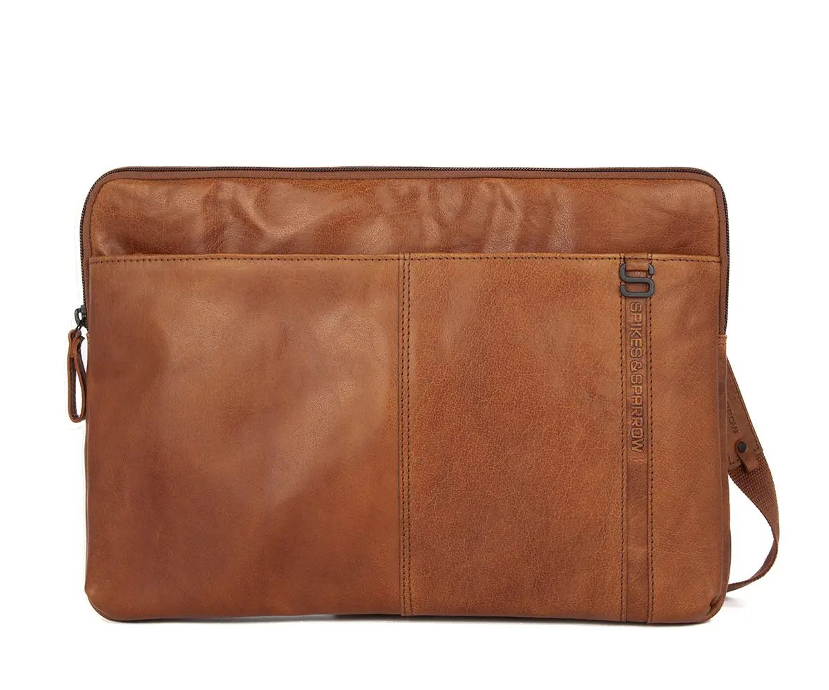 hnědá kožená taška na notebook 38105147