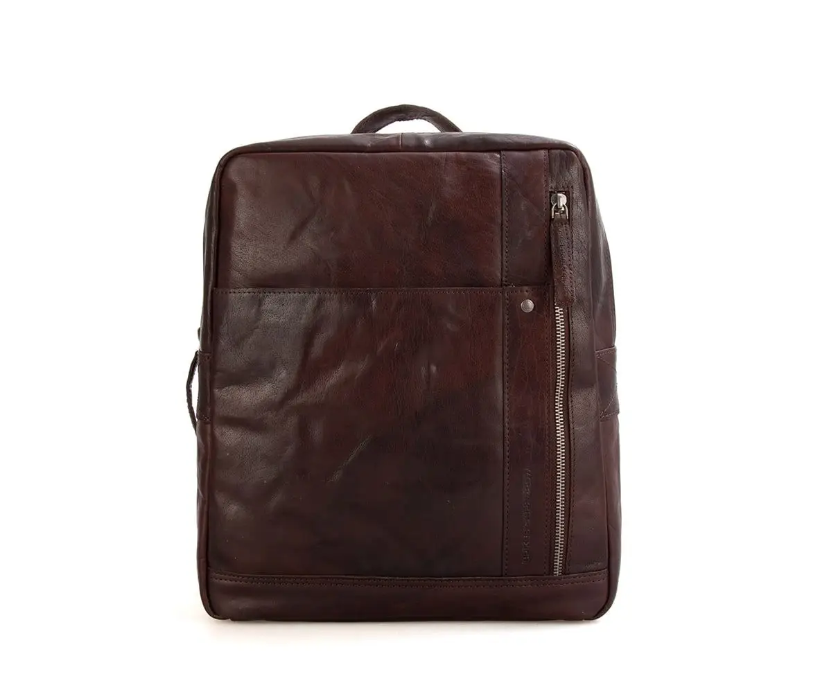 Hnědý kožený batoh 69530B01