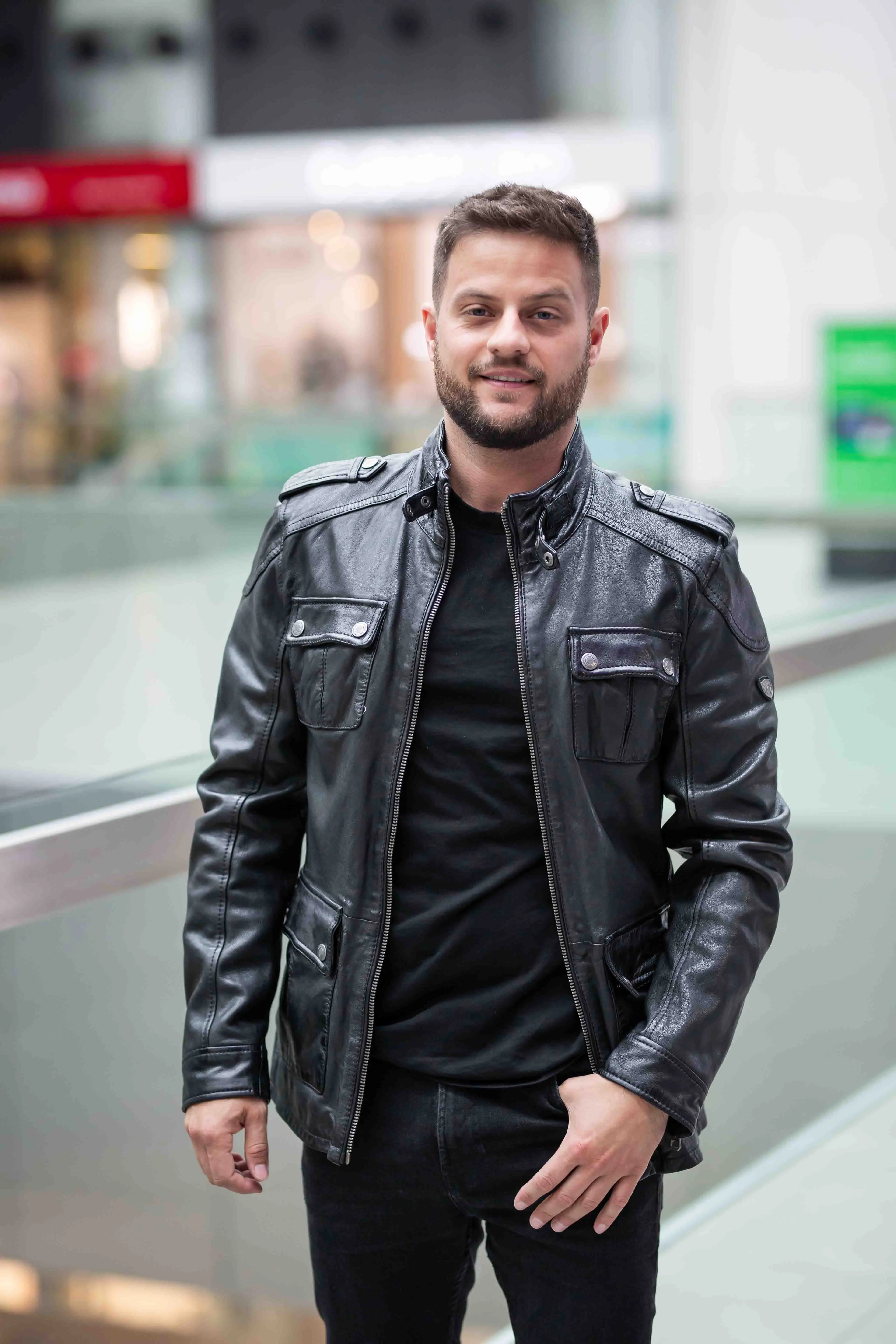 Kožená panská černá bunda