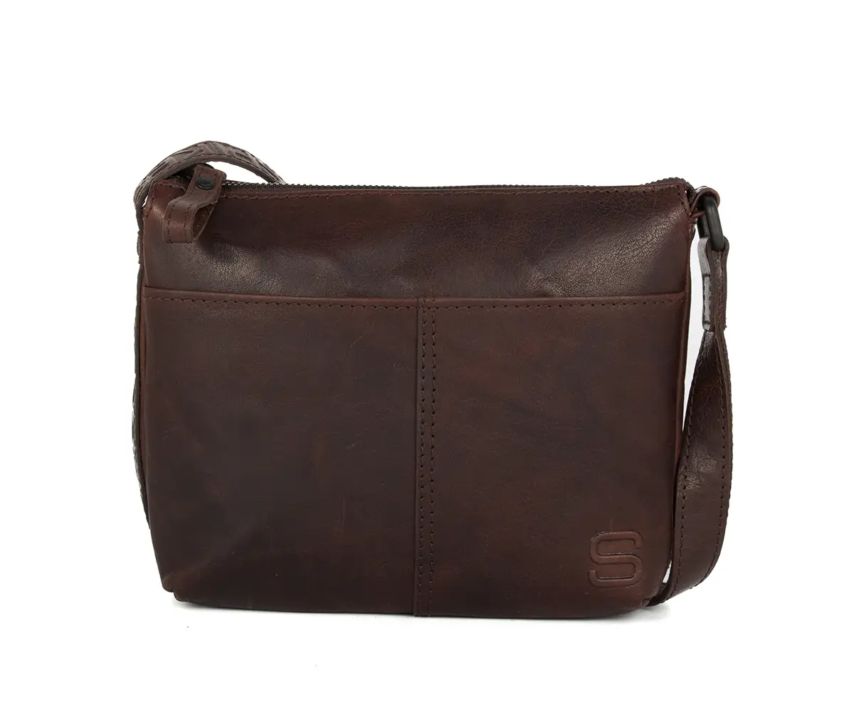 Tmavě hnědá kožená kabelka 38115101