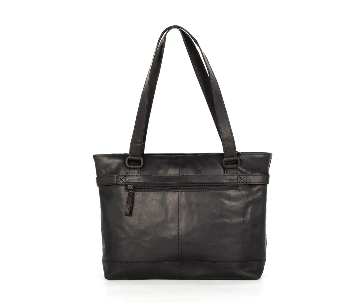 Černá velká kožená kabelka SPIKES & SPARROW