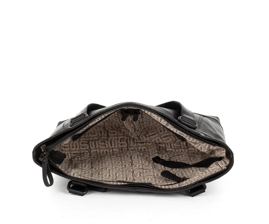 Černá velká kožená kabelka SPIKES & SPARROW