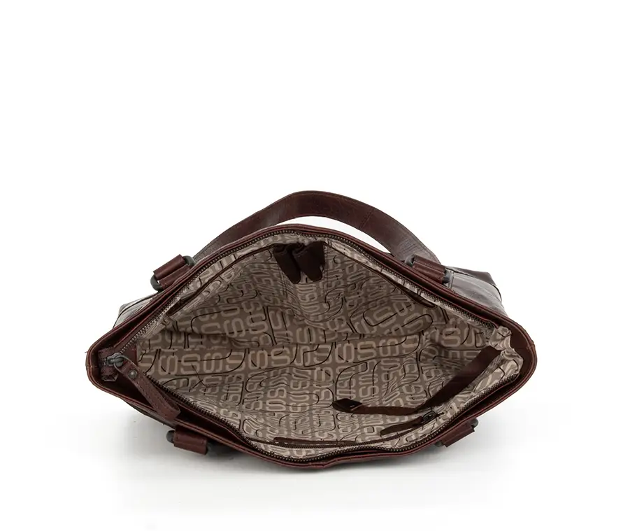 Tmavě hnědá velká kožená kabelka SPIKES & SPARROW