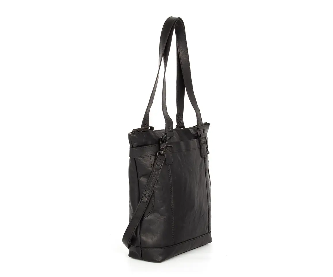 Černá velká kožená kabelka SPIKES & SPARROW