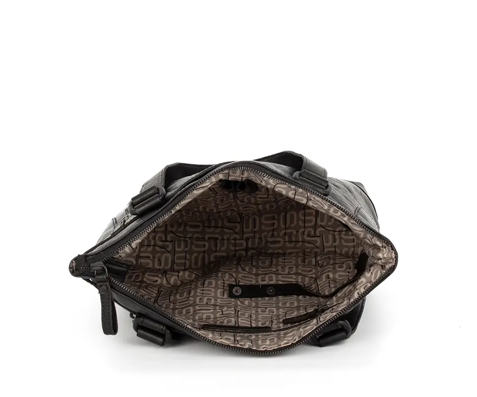 Černá velká kožená kabelka SPIKES & SPARROW