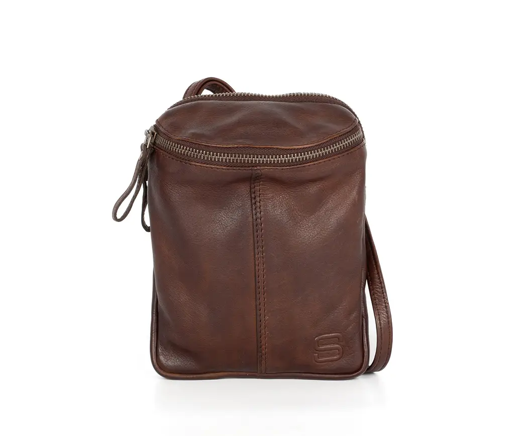 Hnědé kožené crossbody 40715067