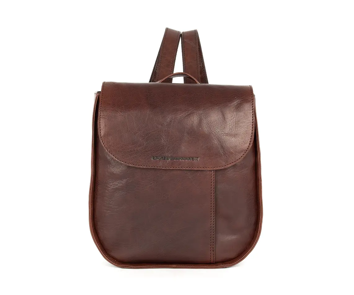 Hnědý městský kožený batoh 48113101