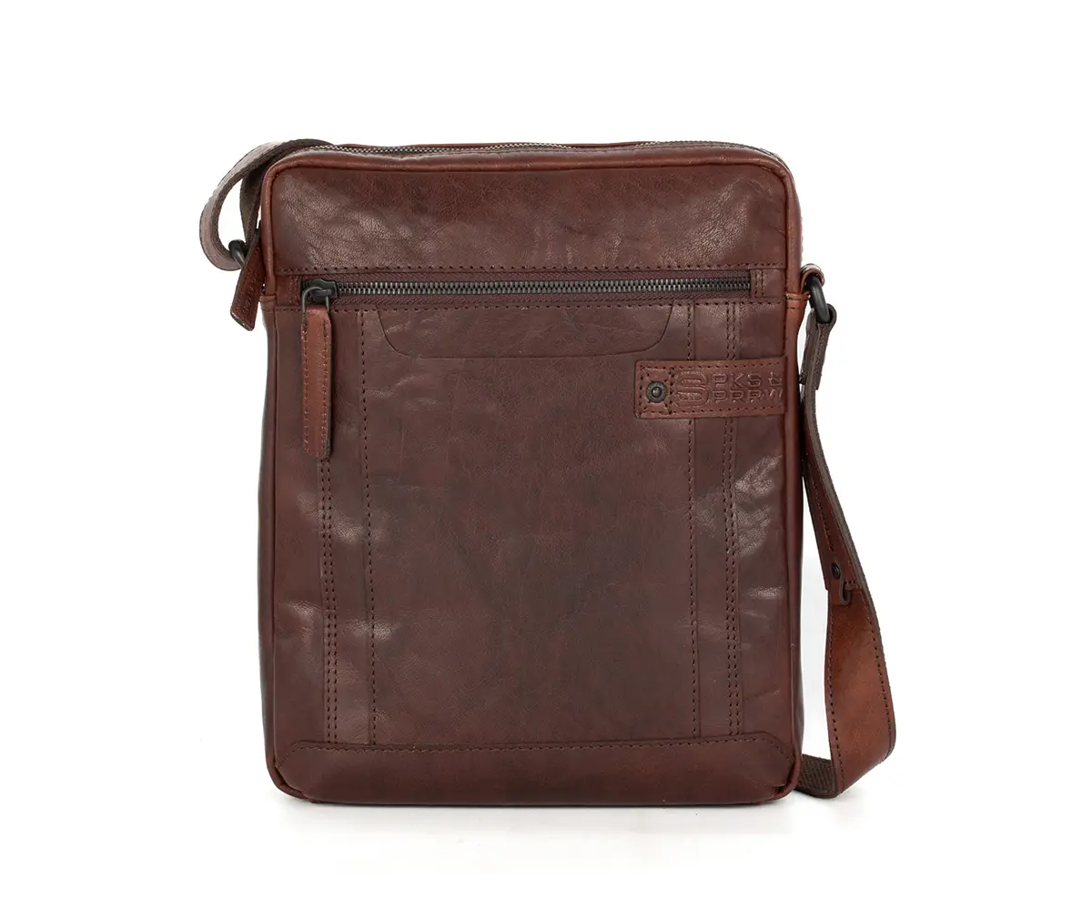 Hnědé kožene crossbody 48141201
