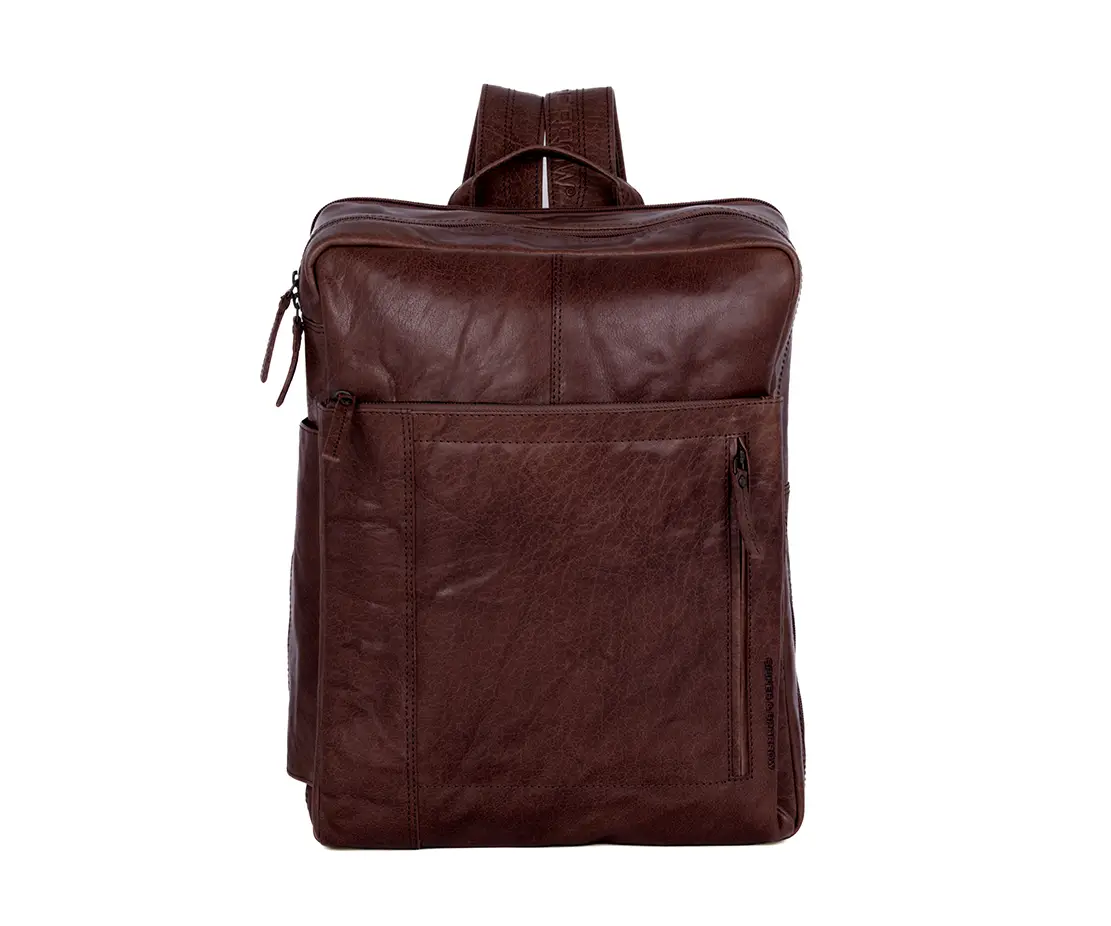 Tmavě hnědý cestovní kožený batoh 50167001